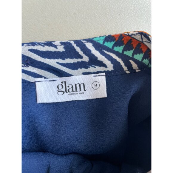 Glam Geometric Tunic Dress Size Medium Short Sleeve Multicolor Boho Aztec Artsy - Picture 7 of 8